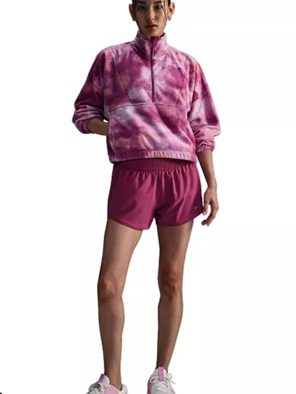 Nike one Therma-FIT oversized half zip fleece pink pullover sweatshirt new